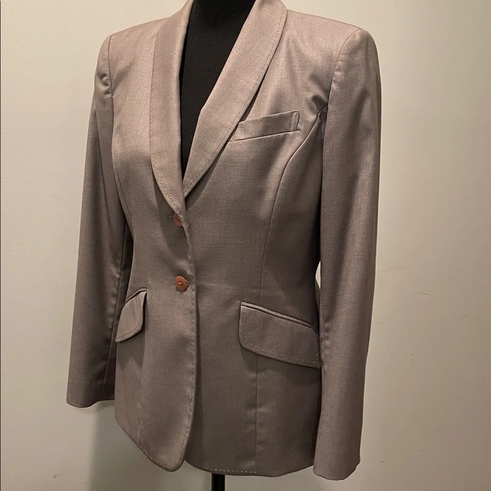 Kasper Jacket Blazer Women Size 6P Taupe Tailored Detailed Stitching - Picture 1 of 15